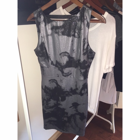Marble smoky silver and black dress
