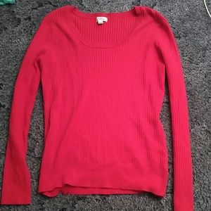 Red ribbed sweater