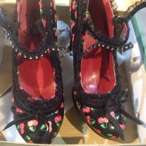 Pinup Coture - Black Patent - Cherries Print