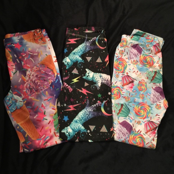 Three pairs funky leggings