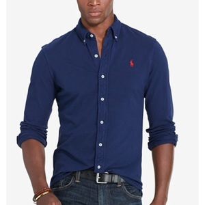 Men's Polo Button Down- Navy