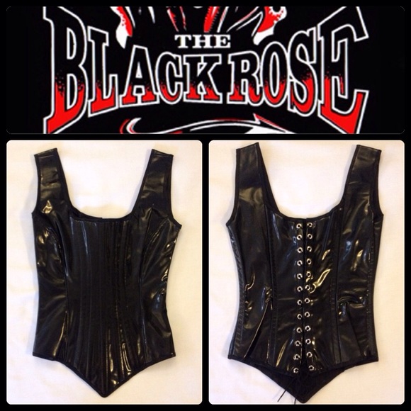 NWOT black pvc vinyl corset goth punk XS-S
