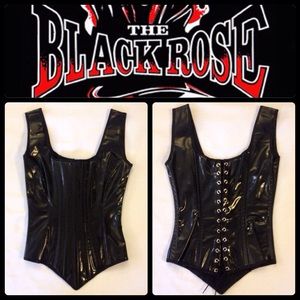 NWOT black pvc vinyl corset goth punk XS-S