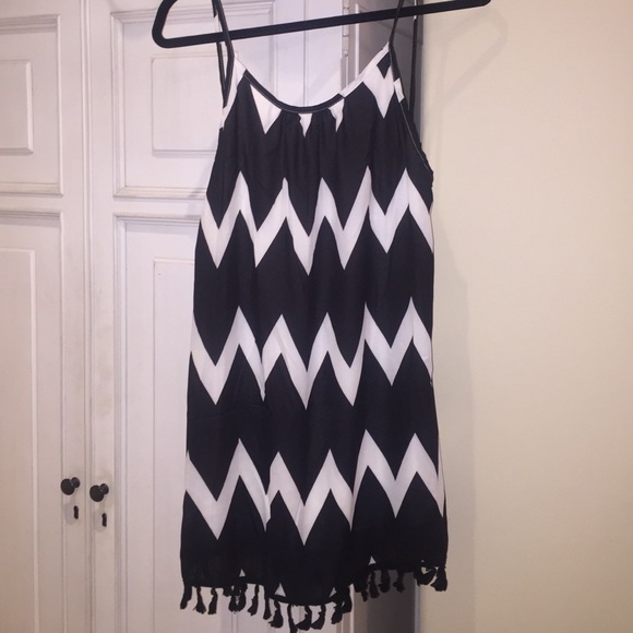 Black and white chevron bathing suit coverup