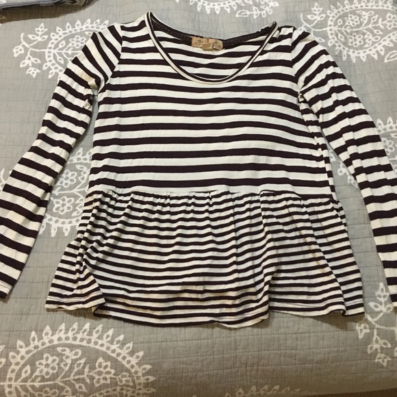 Anthropology Stripped Peplum Tee