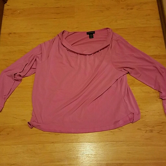 Lane Bryant pink cowl neck, long sleeve top.