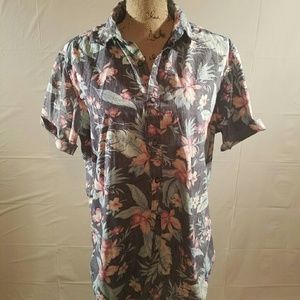 Denim & Flower- Unisex Button up (Floral)