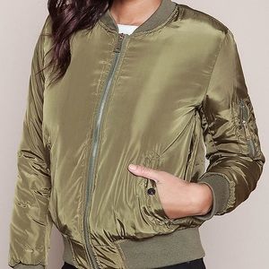 ❌SOLD❌Satin army green bomber jacket
