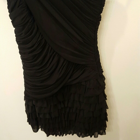 BEBE One Shoulder Little Black Cocktail Dress - Picture 2 of 3