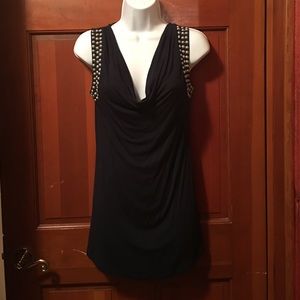 Navy blue blouse with silver studs