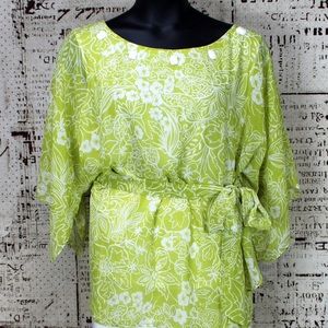 White and Green Floral Top and Pants