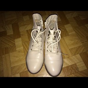 Cream white booties.