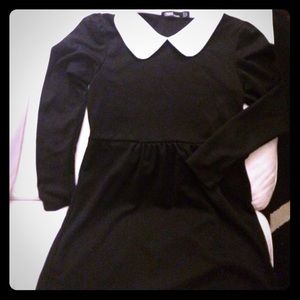 Cute Wednesday Addams-style Collared Skater Dress