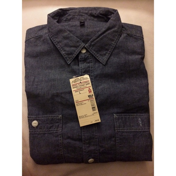 [NWT] MUJI Organic Cotton Chambray Denim Buttonup