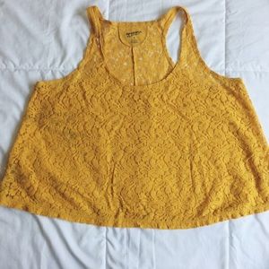 mustard yellow lace tank top