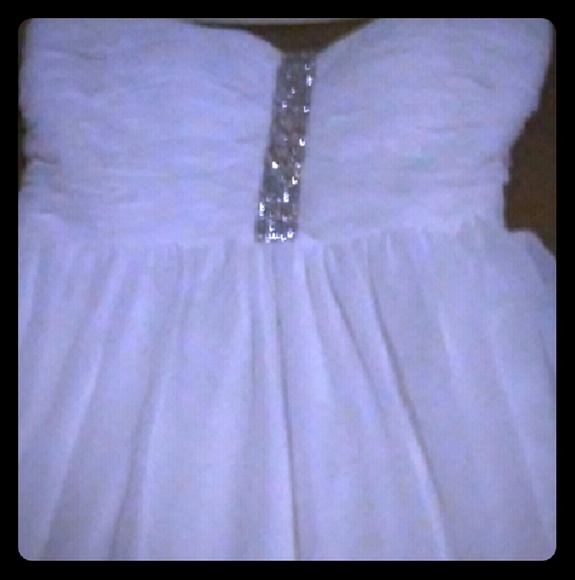 Calvin Klein sequined front white dress