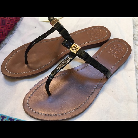 Tory burch leighanne sandals 12 blk with bag & box