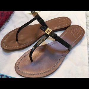 Tory burch leighanne sandals 12 blk with bag & box