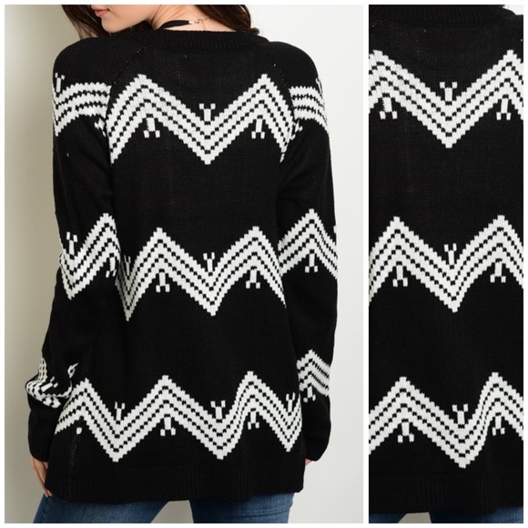 LAST S❗️Black/White chevron open cardigan - Picture 2 of 2