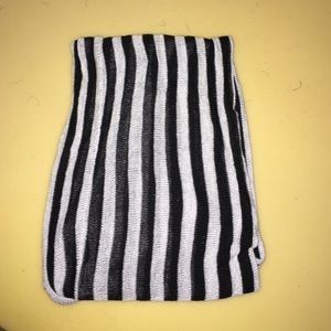 Black and gray striped infinity scarf