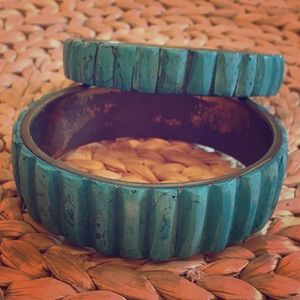 Pair of faux turquoise bangle bracelets