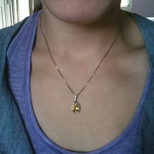 Diamond and citrine pendant necklace