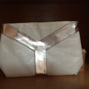 Silver fabric clutch