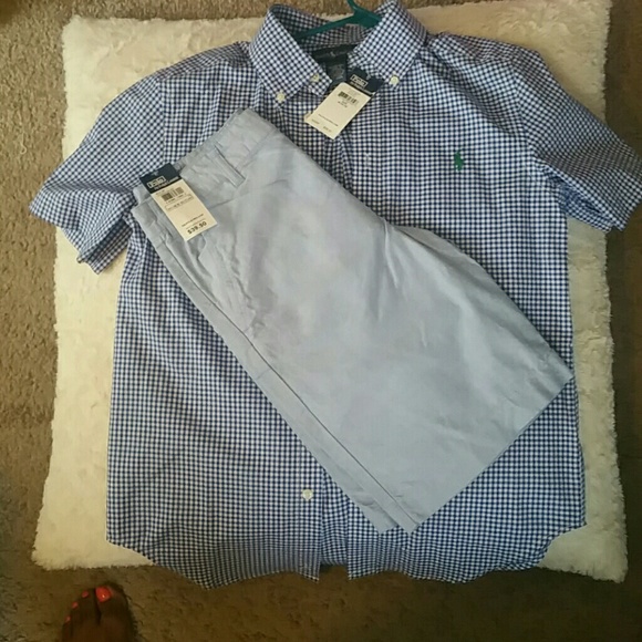 Ralph Lauren blue and white short set