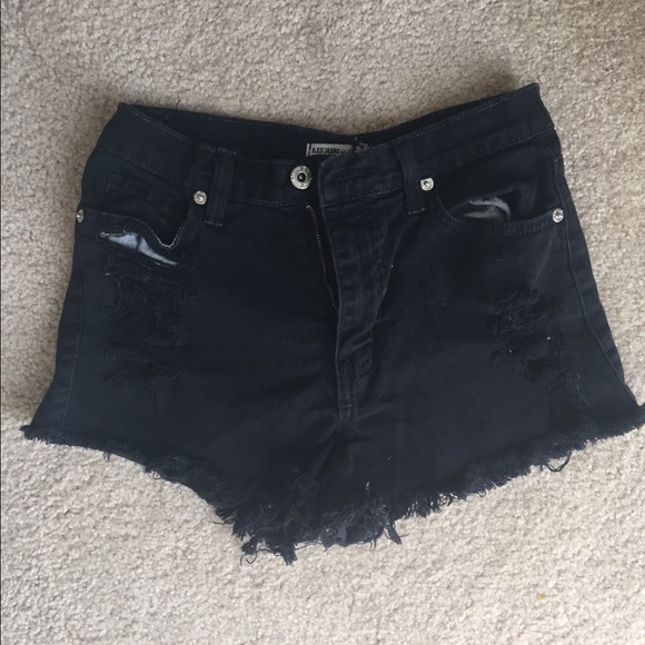 Black Distressed High Rise Shortie