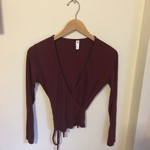 Ribbed wrap top - Syrah