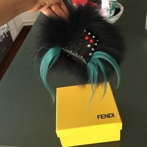 Faux Fendi monster bag bug (real fox fur)