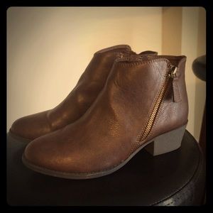 Brown Diagonal Zip Booties
