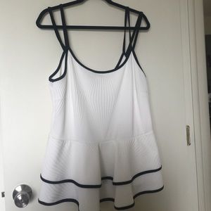 Super cute!!! White textured knit peplum top