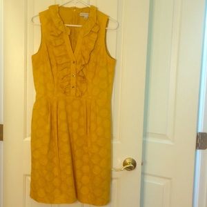 Gold Ruffle-Neck Sleeveless Dress