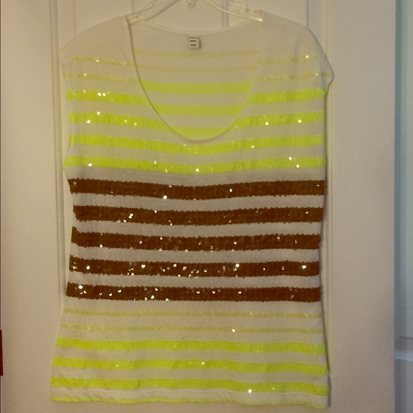 Neon and Navy Green Striped Tee