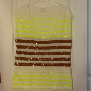 Neon and Navy Green Striped Tee