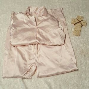 Victoria's Secret Blush Colored Satin Pajama Set