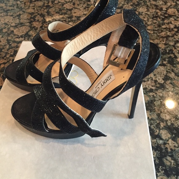 Jimmy Choo Vamp Glitter Sandals - Picture 2 of 5