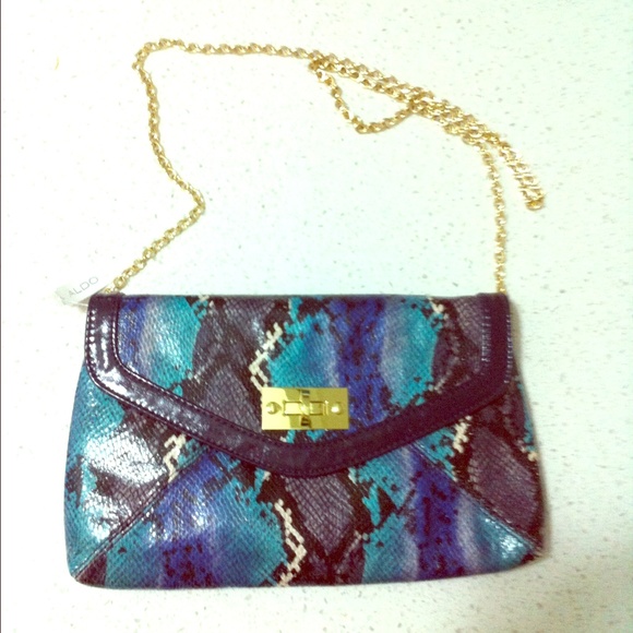 Aldo turquoise snake typhoon printed satchel bag