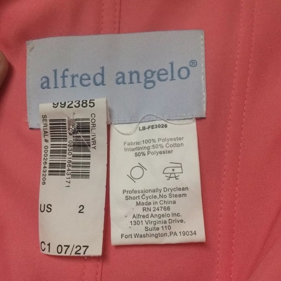 Alfred Angelo Coral Bridesmaid Dress Size 2 - Picture 2 of 4