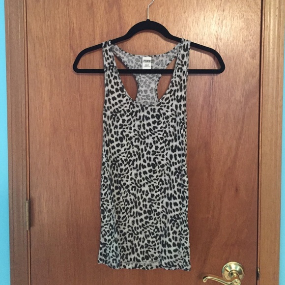 VS PINK black and grey leopard tank