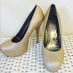 Gold sparkly heels