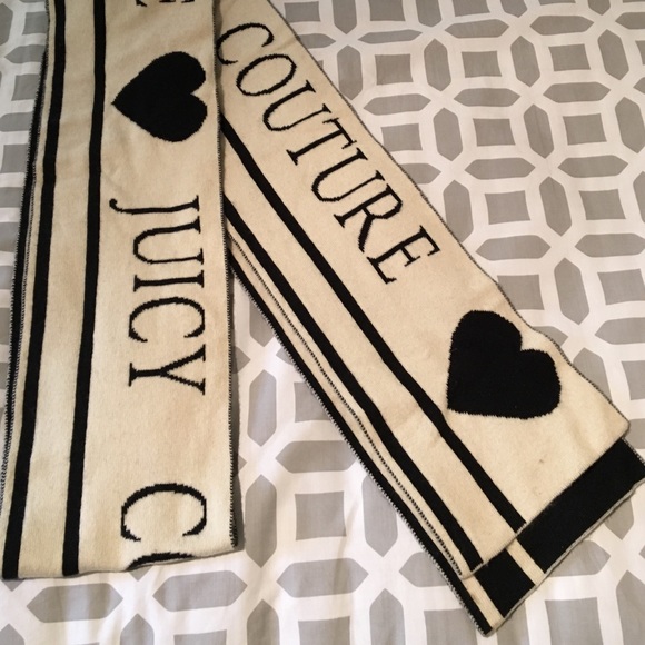 Juicy Couture cashmere black & cream logo scarf