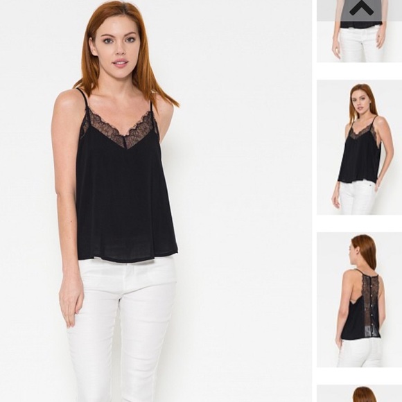 🍃💕NWT Button Racerback Eyelash Lace Camisole - Picture 3 of 7