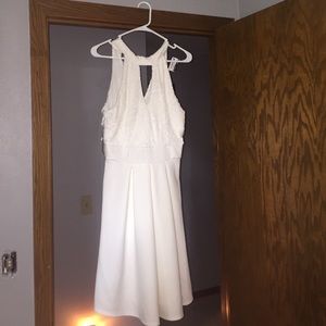 Ivory sleeveless flare dress