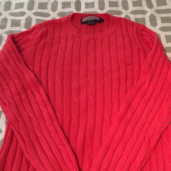 Vineyard Vines raspberry cable-knit sweater