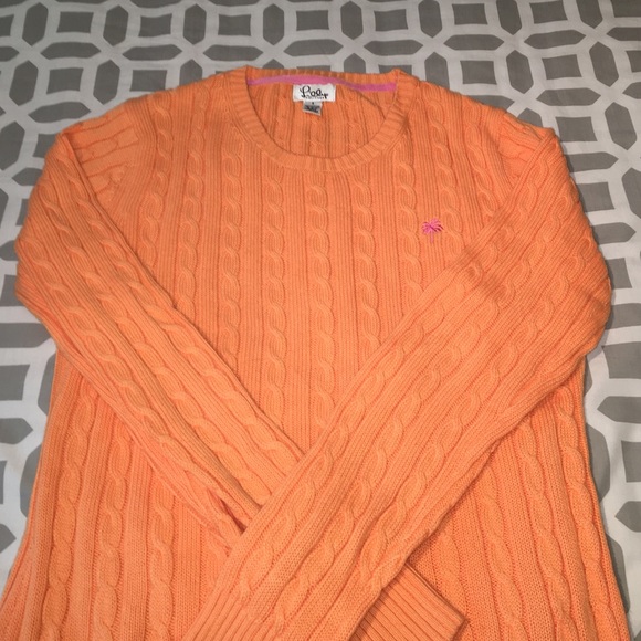 Lilly Pulitzer peach cable knit crewneck sweater
