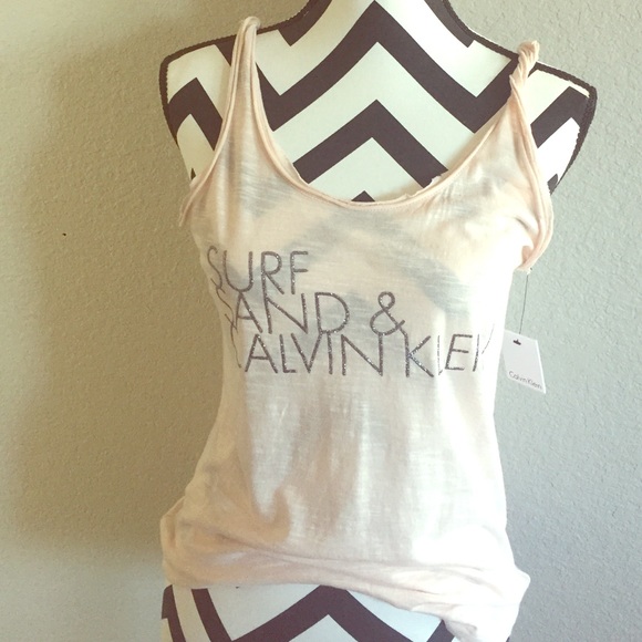 NWT Calvin Klein beach logo top sz Small