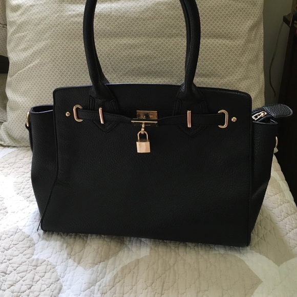 Black Handbag with Gold Accents