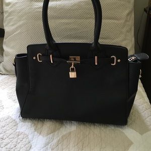 Black Handbag with Gold Accents